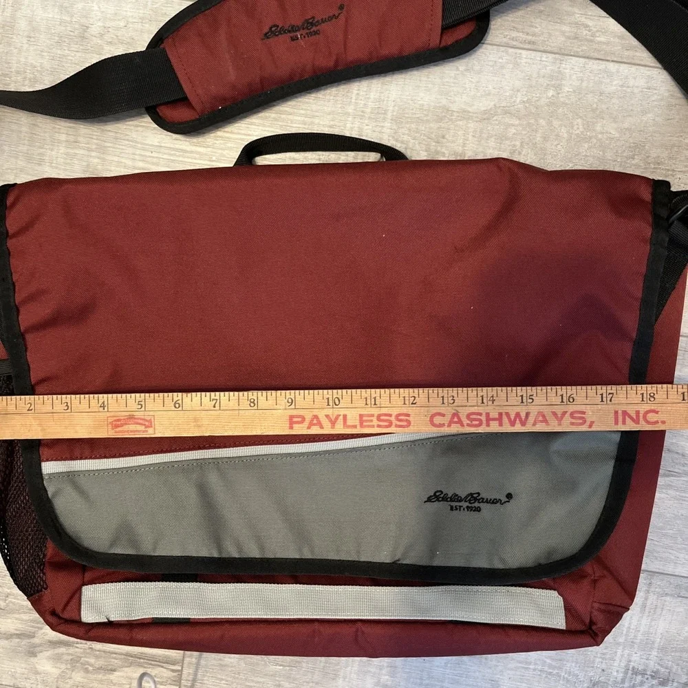 Eddie Bauer Crossbody Messenger Bag Expandable Laptop Briefcase - Maroon